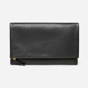 Everlane Leather Foldover Pouch in Black